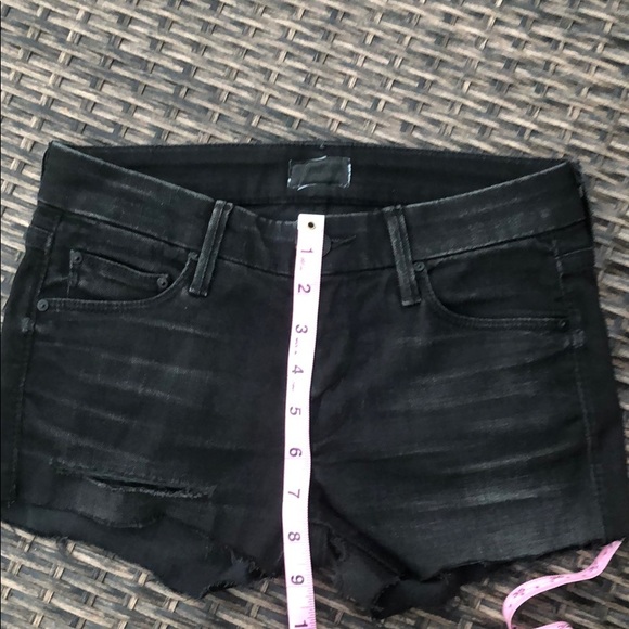 MOTHER Black Denim Distressed Shorts 25 - Picture 7 of 8